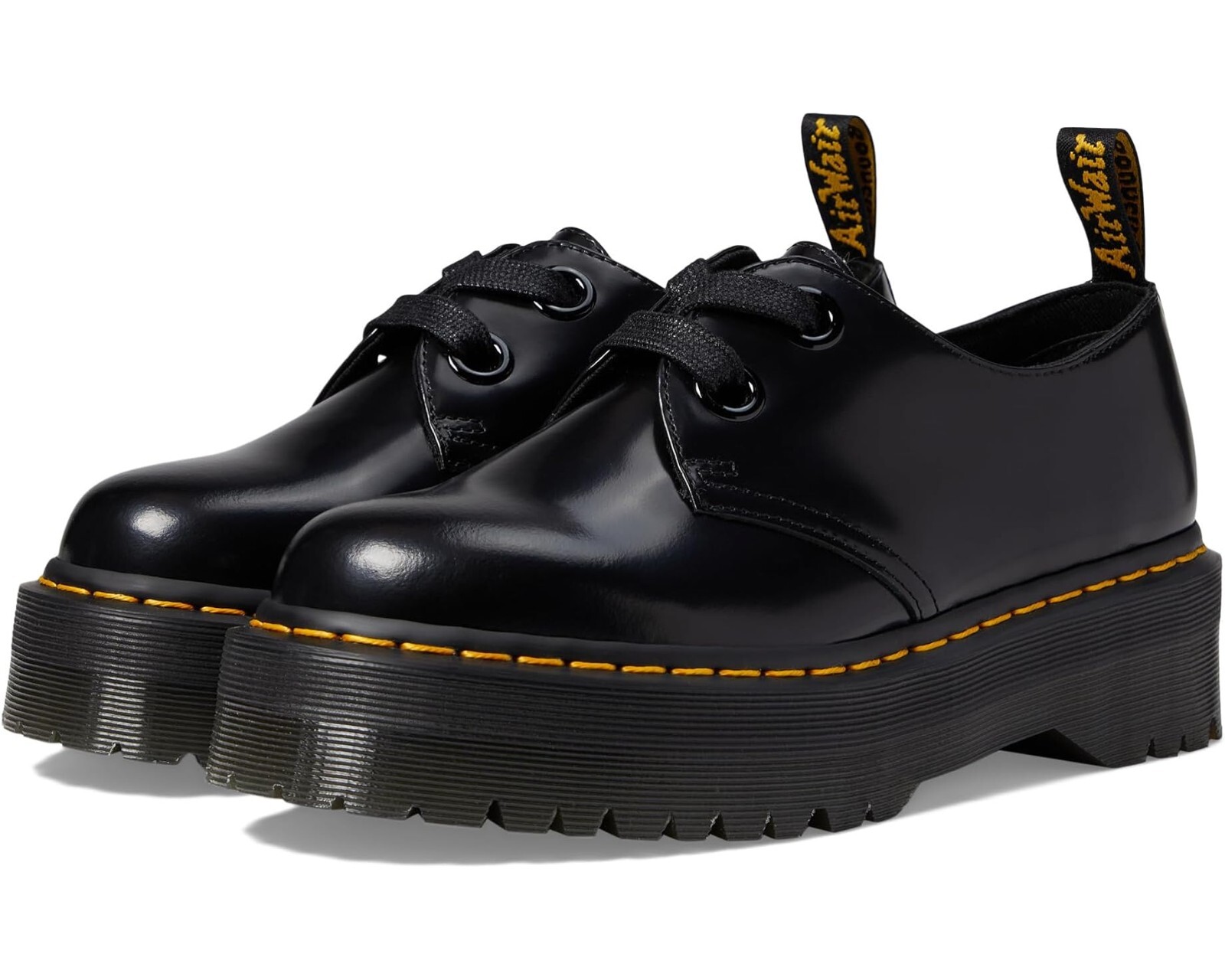 Dr. Martens Z54115 Womens Black Holly Quad Retro Platform Lace-Up