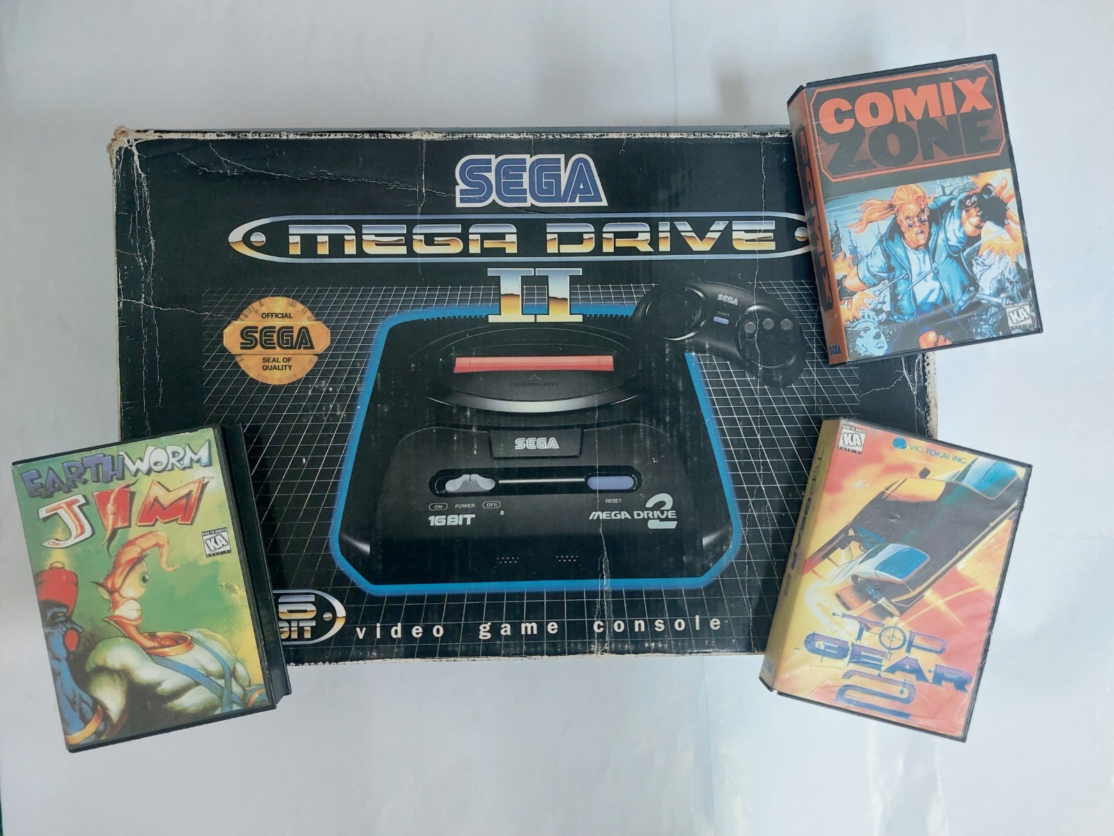 Sega mega drive pal full kit box manual games Comix zone Earthworm
