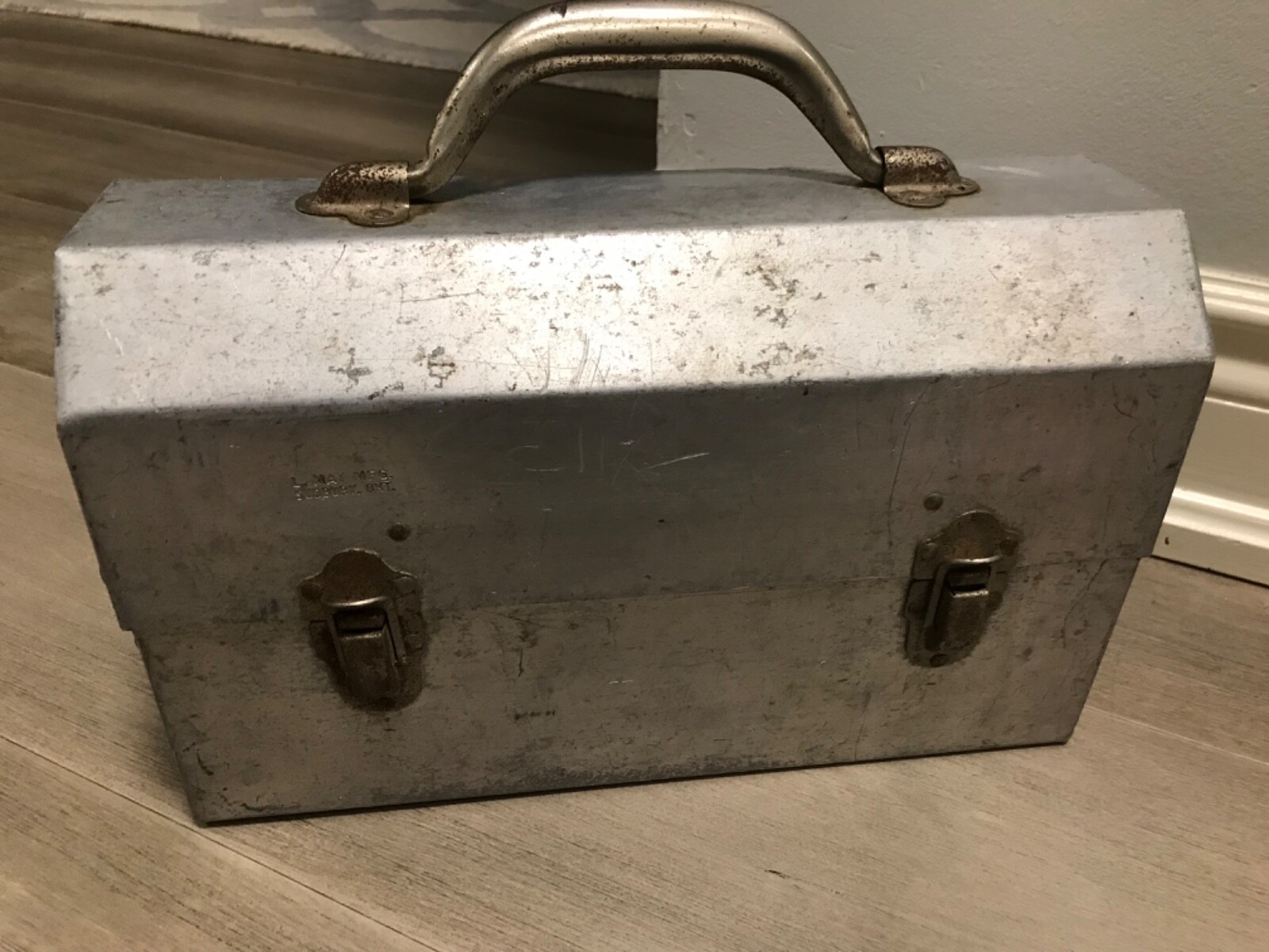 L MAY MFG Vintage Aluminum Miners Lunch Box Pail - Sudbury Ontario