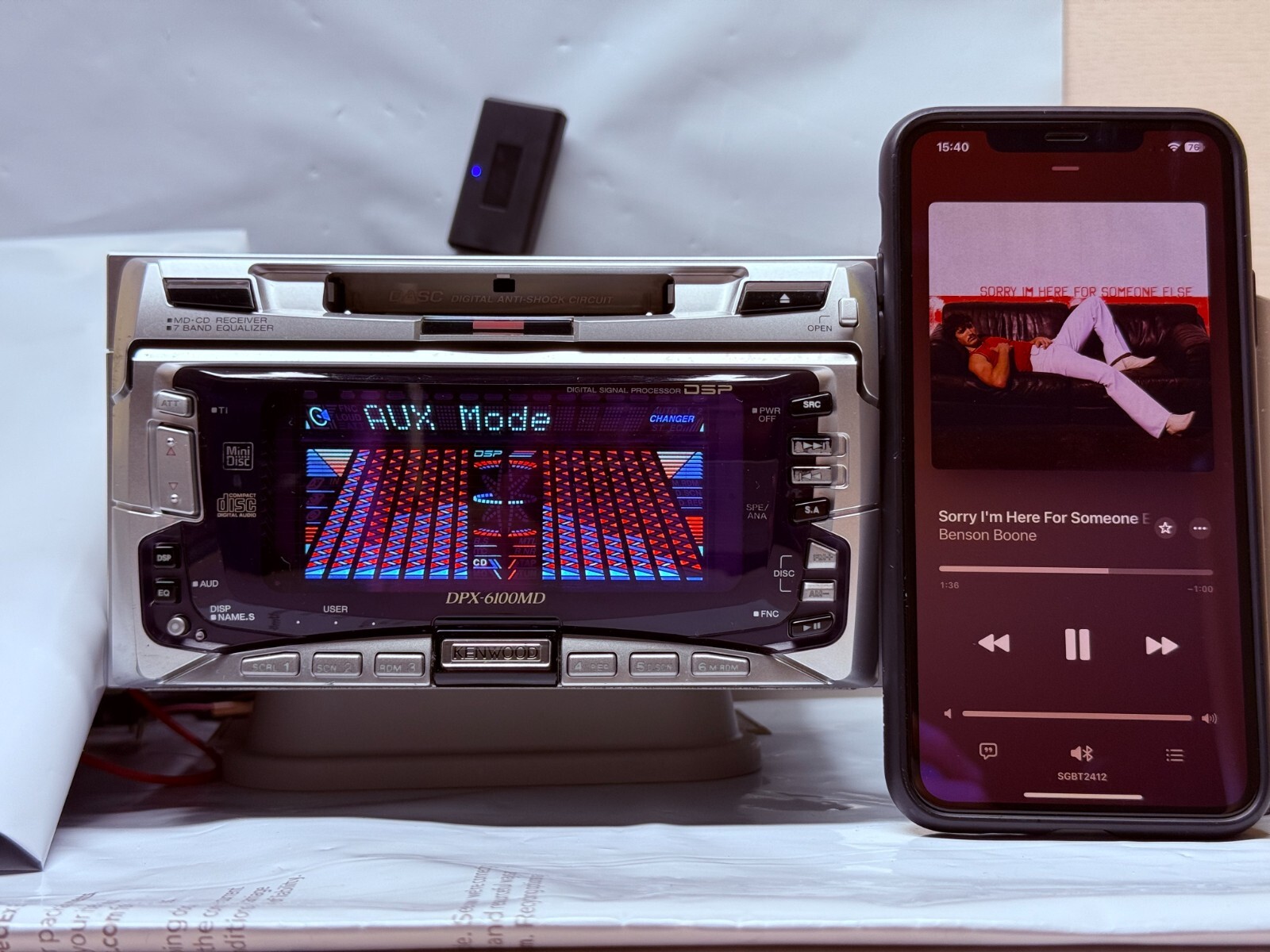 KENWOOD DPX-6100MD 2DIN CD MD JDM Car Audio w/ External Bluetooth