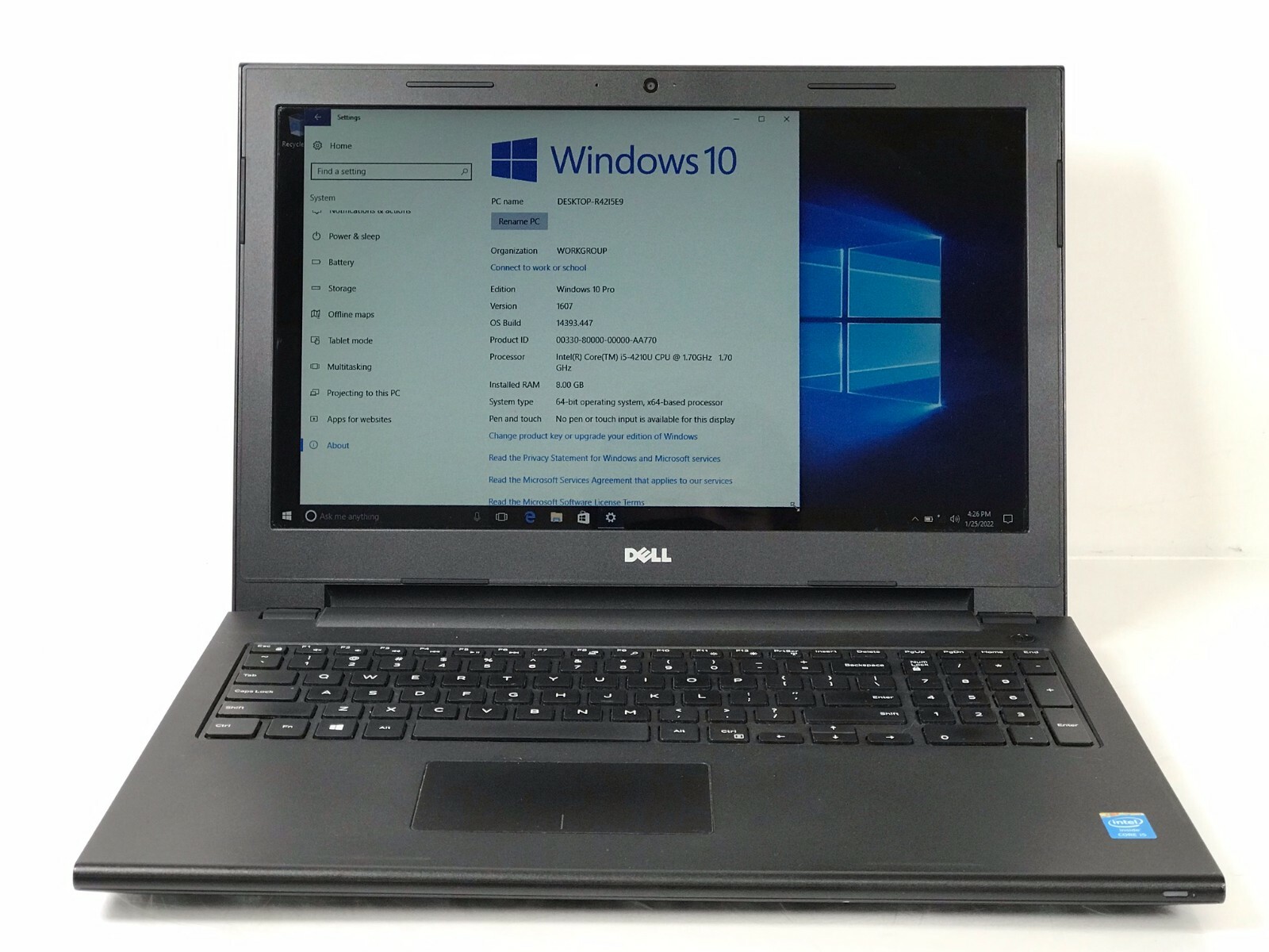 Dell Inspiration 15 Windows 10 Pro Intel(R) Core(TM) i5-4210U CPU