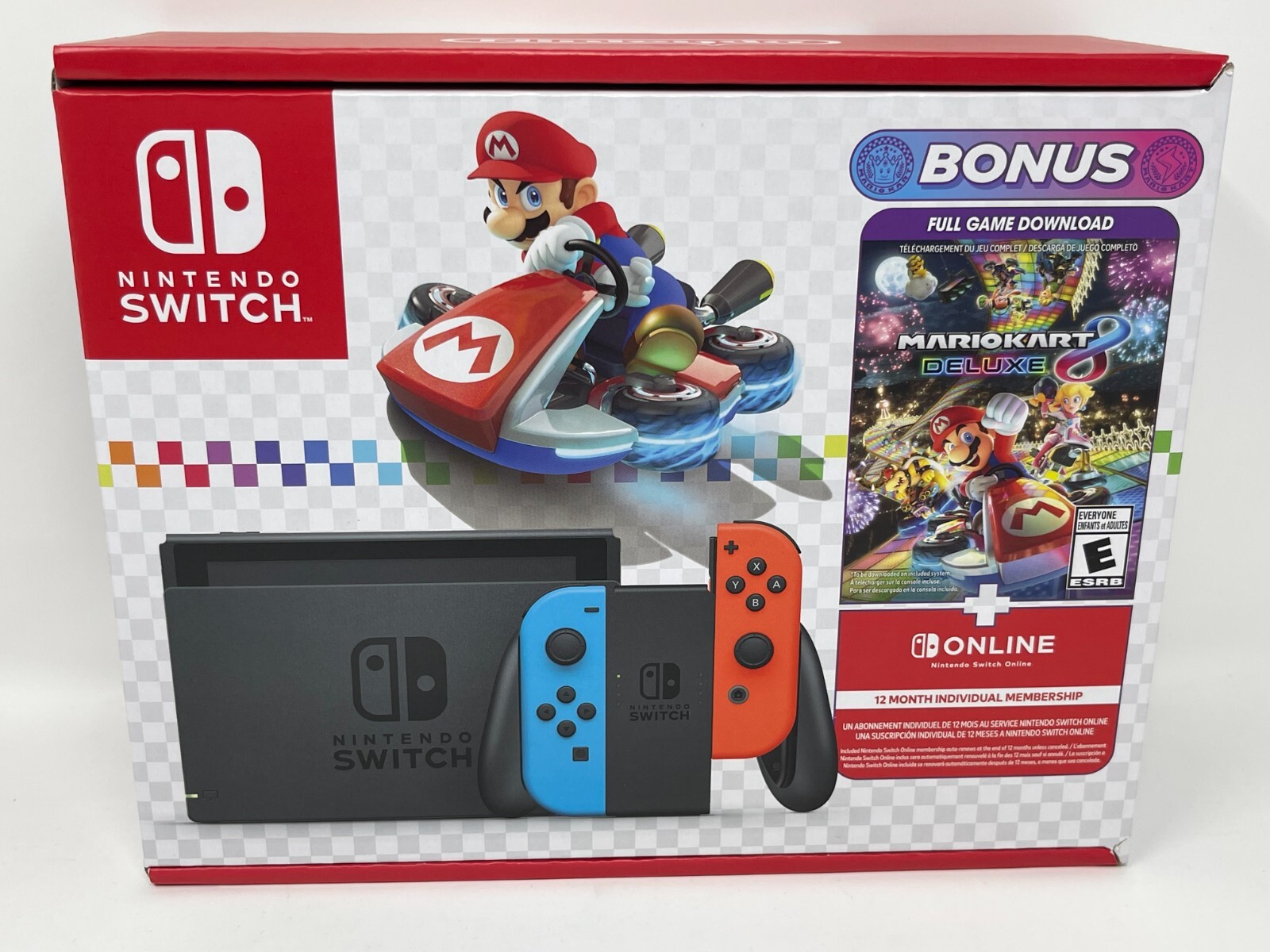 Nintendo Switch Console Neon Blue & Red Joy-Con + Mario Kart 8