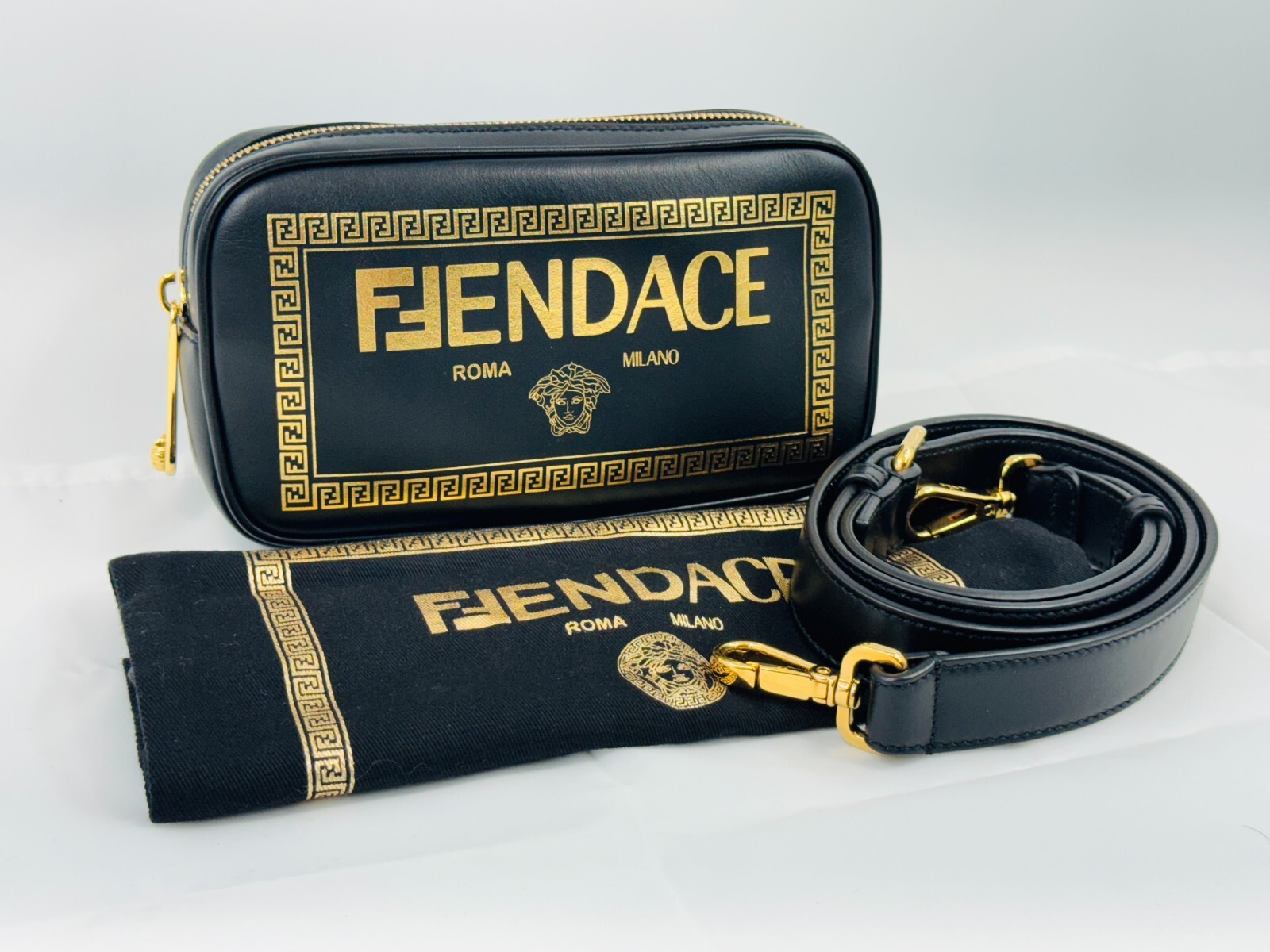 FENDI x Versace Fendace Black and Gold Shoulder Bag | eBay