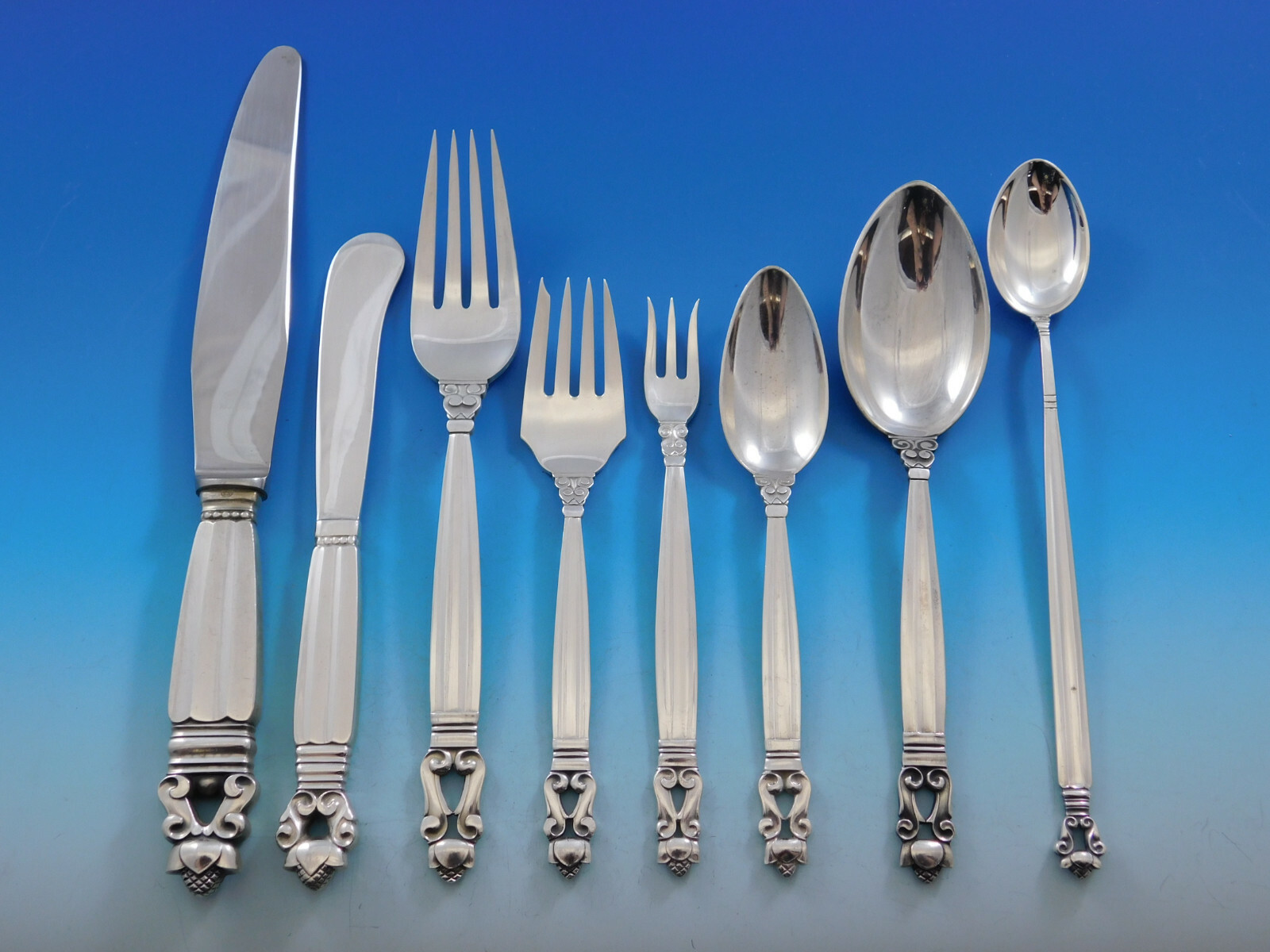 Acorn by Georg Jensen Sterling Silver Flatware Service 6 Dinner