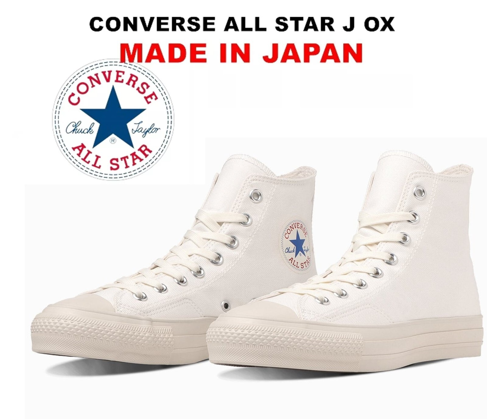 Converse Canvas All Star J 80s Hi White Made in Japan Limited