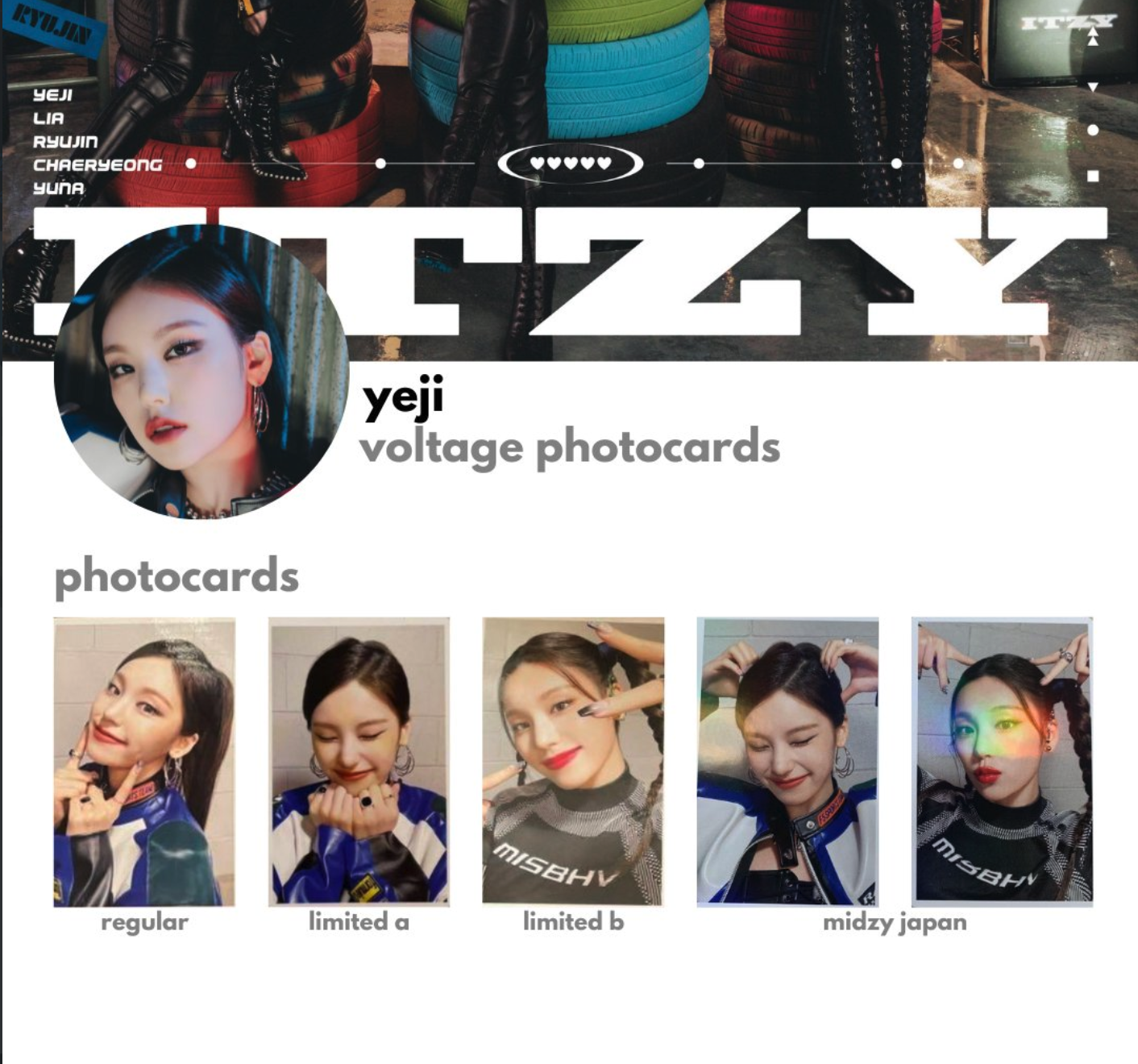ITZY Yeji Voltage Official Photocard Photo card A B Normal Japan