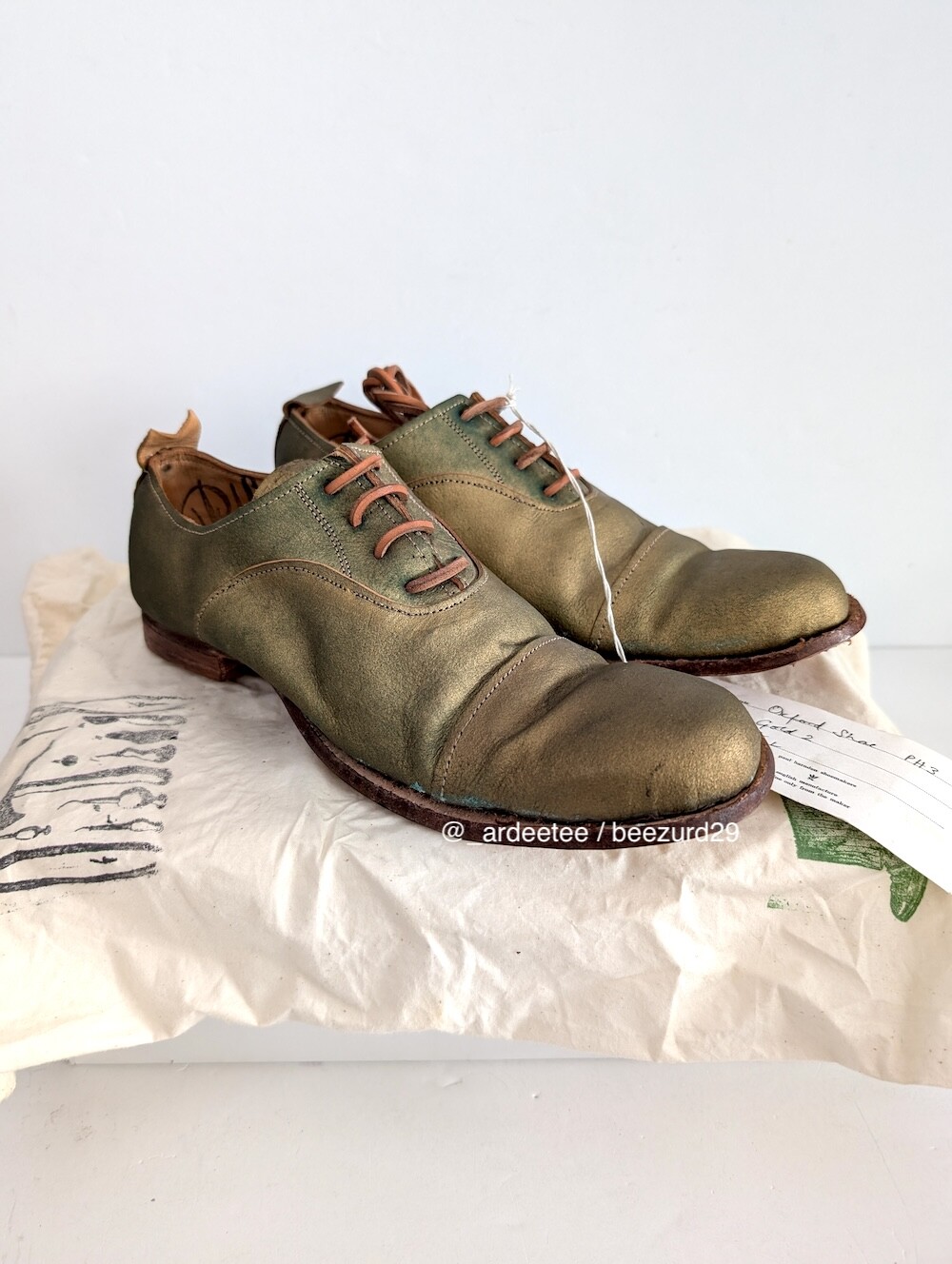 PAUL HARNDEN SHOEMAKERS GOLD 2 LEATHER LACED OXFORDS UNISEX (4L 5L