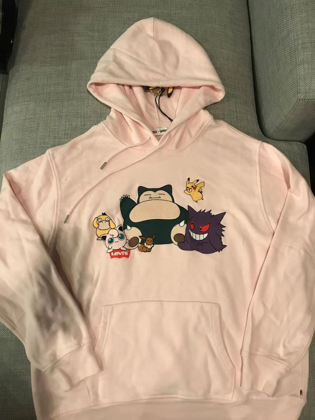New LEVI'S X POKEMON Unisex Hoodies 25th Anniversary Pink Size XS