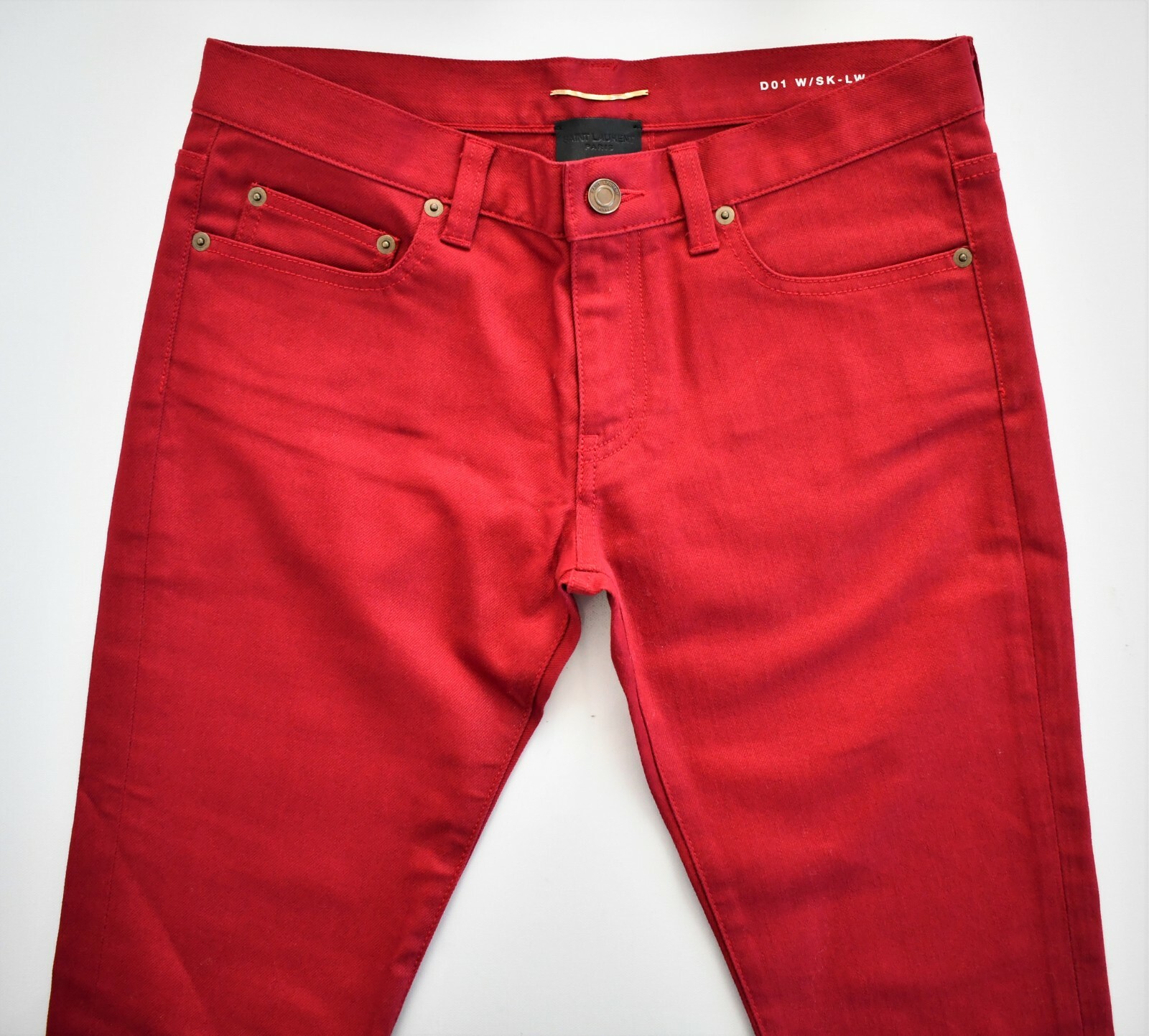 New SAINT LAURENT Paris D01 W/SK-LW Red SKINNY LOW WAIST Jeans 30