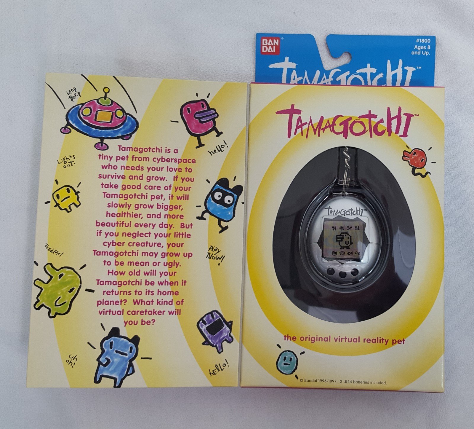 1996/1997 Bandai Original TAMAGOTCHI Virtual Pet v1 SILVER & BLACK