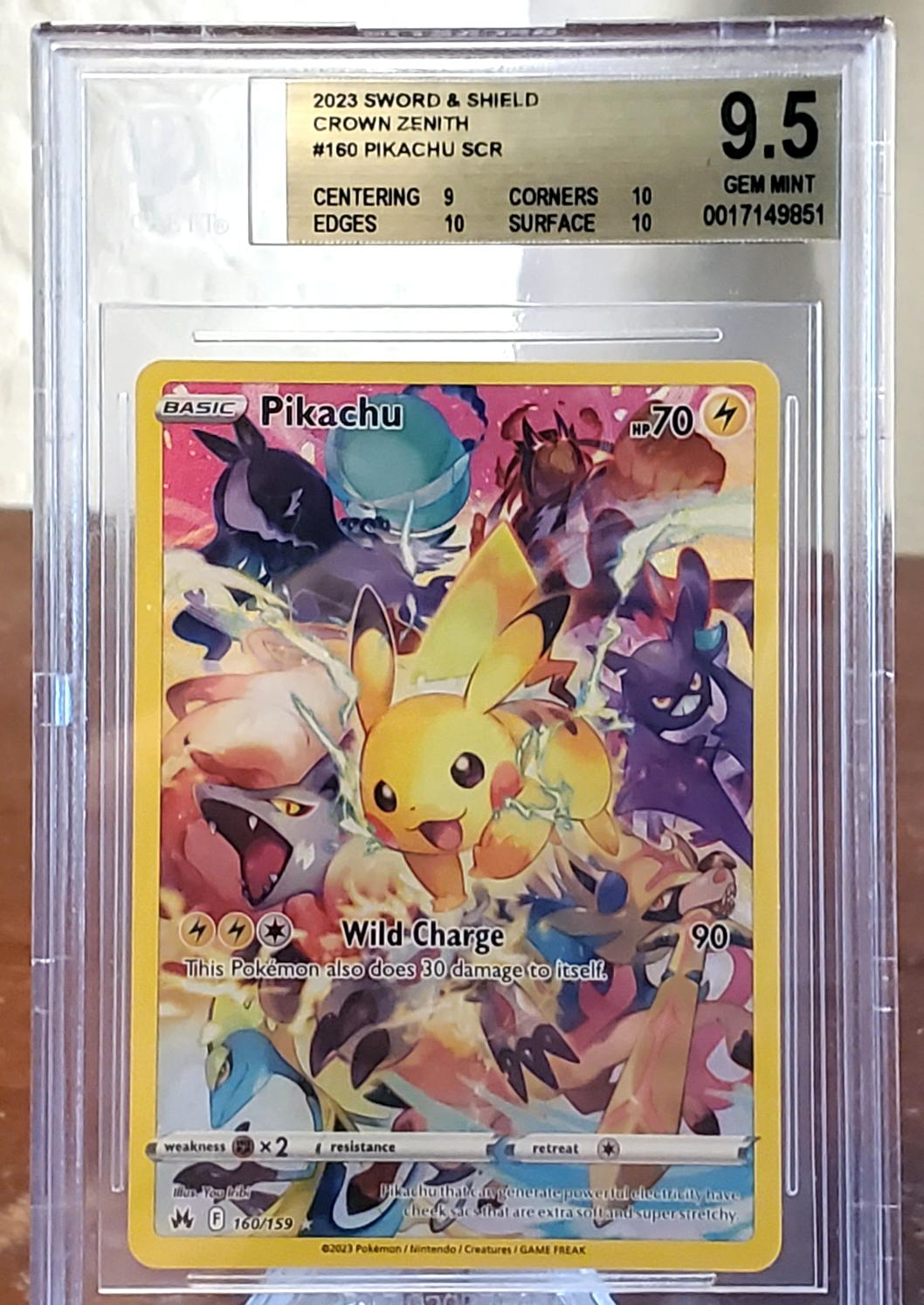 2023 Crown Zenith Pikachu #160 Graded BGS 9.5 Gem Mint Pokemon Tcg
