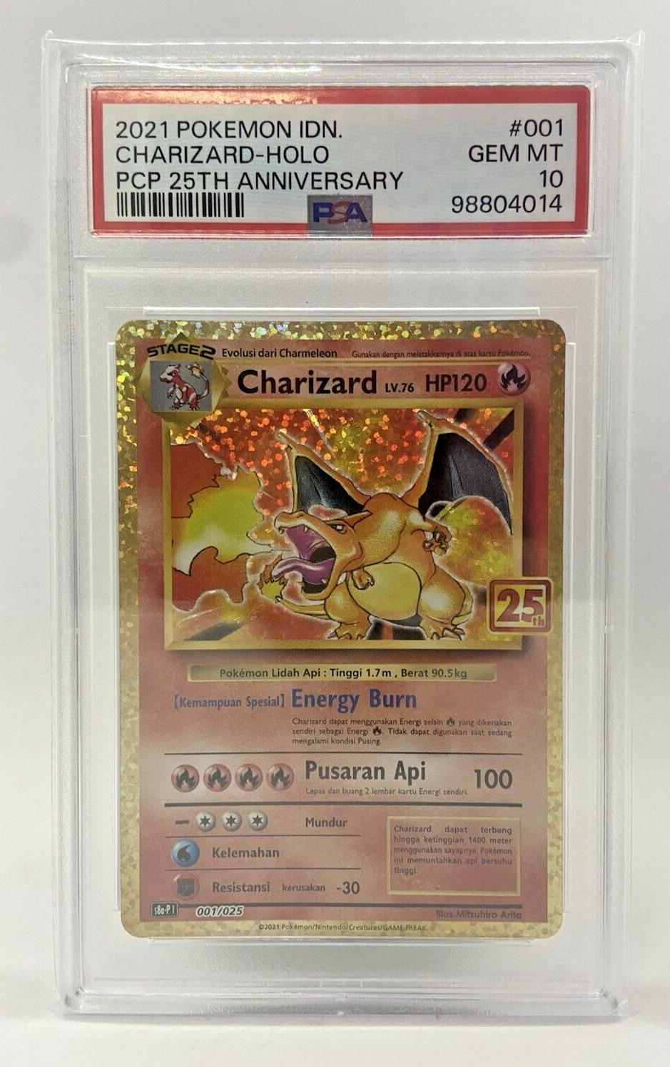 INDONESIA Pokemon TCG Charizard Holo 001/025 25th Anniversary 2021