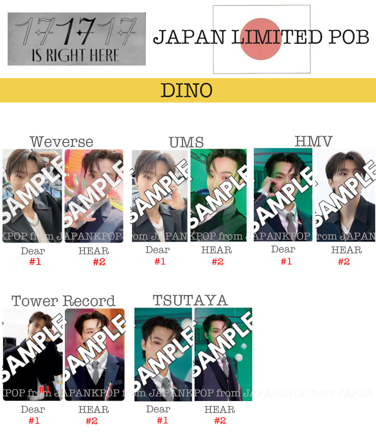 DINO SEVENTEEN 17 IS RIGHT HERE DEAR HEAR Japan POB Photocard