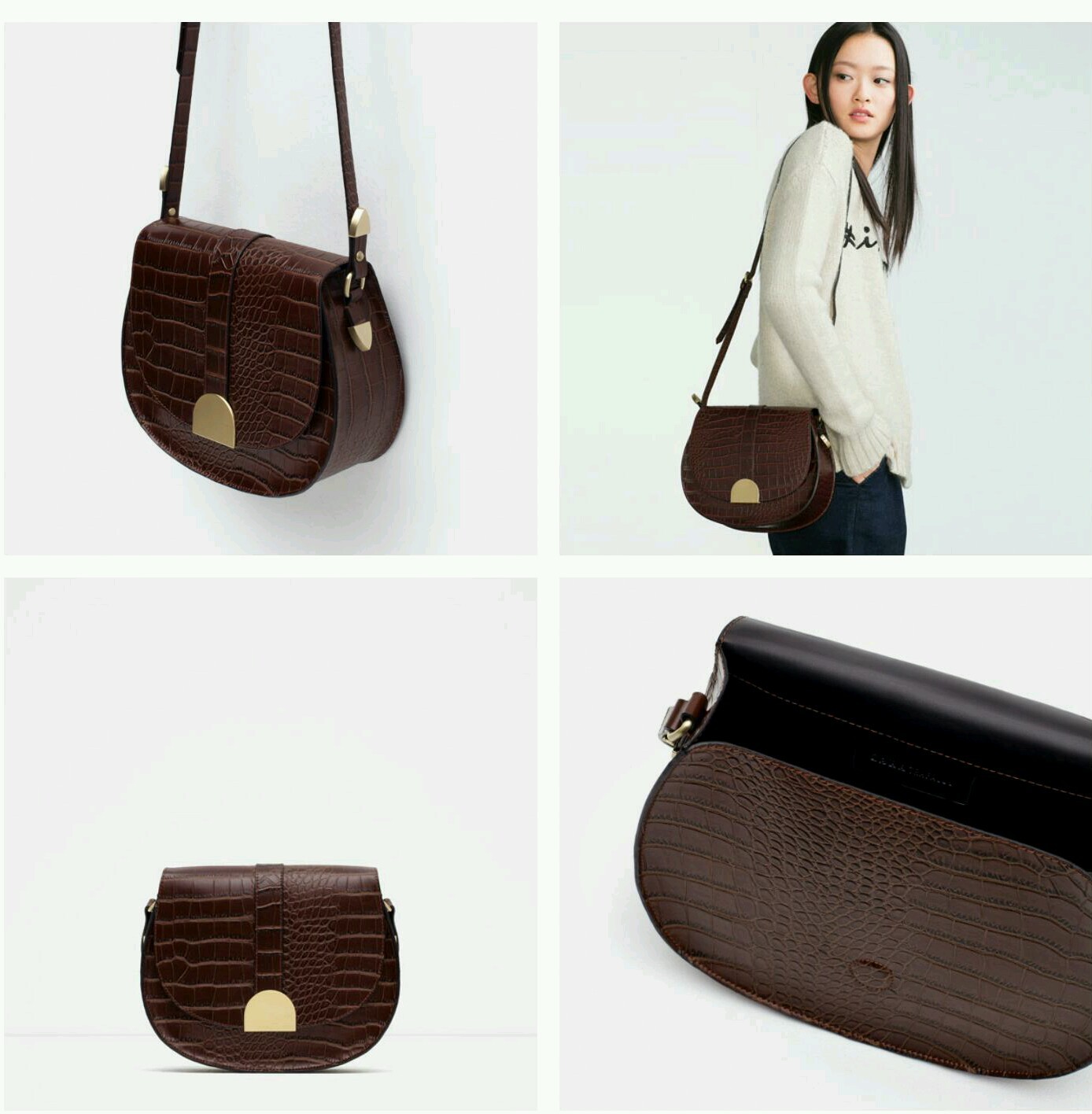 ZARA BURGUNDY MOCK CROC MESSENGER BAG REF. 8707/004 NWT! | eBay