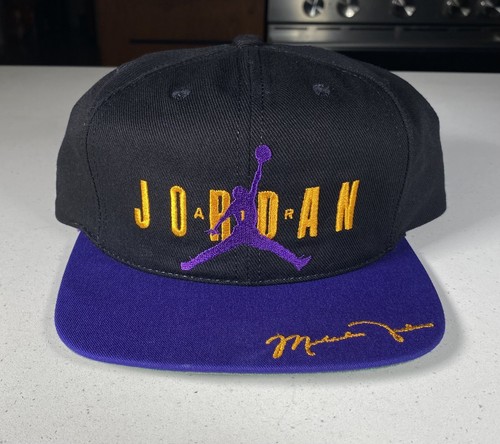 Vintage 90's Air Jordan Nike Snapback Cap Hat Michael Purple Black