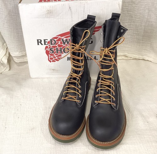 GREAT RED WING Made in USA 0919 BLACK Logger Work Boots NEW in Box