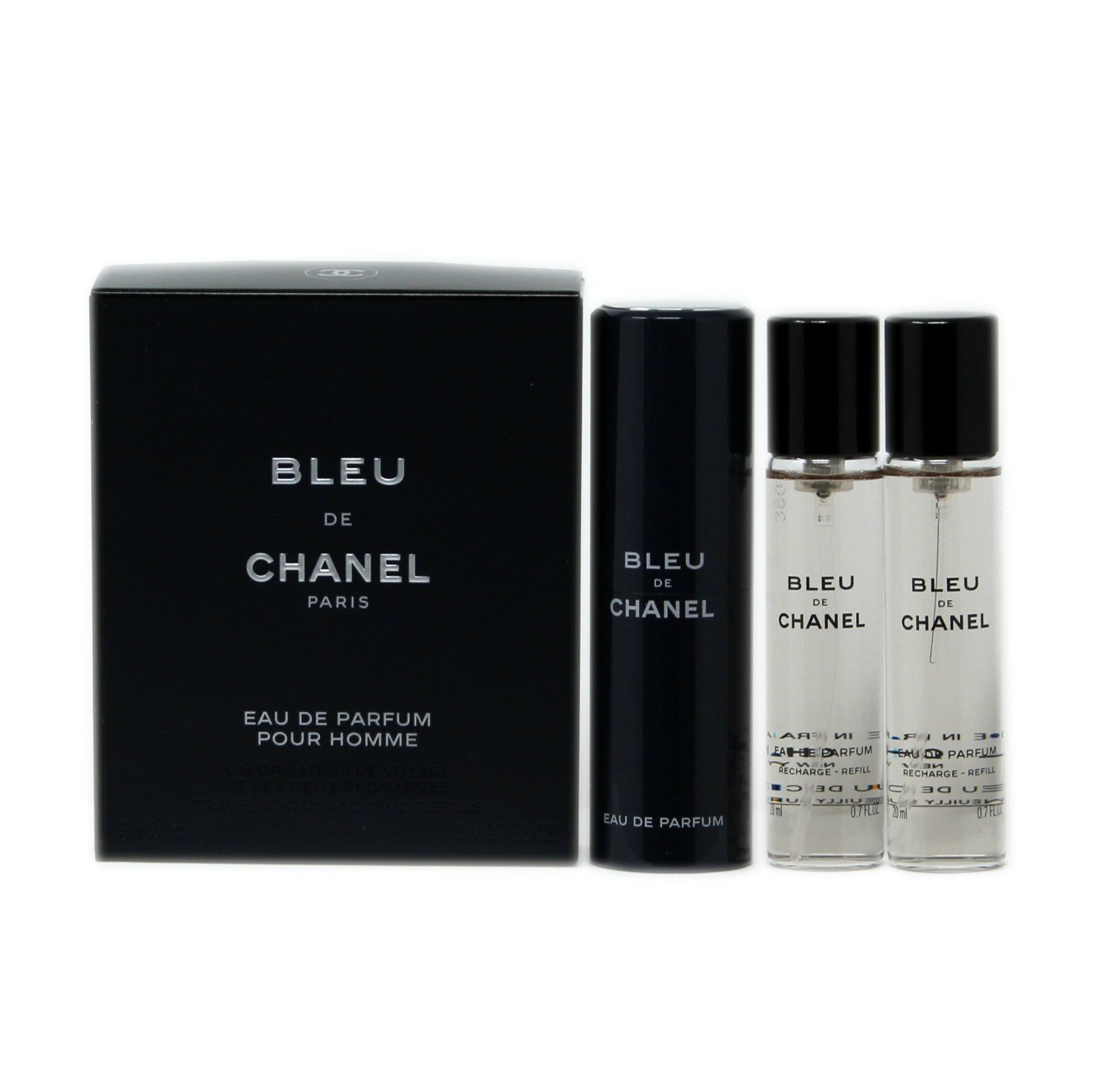 CHANEL BLEU DE CHANEL POUR HOMME EAU DE PARFUM TRAVEL SPRAY & TWO