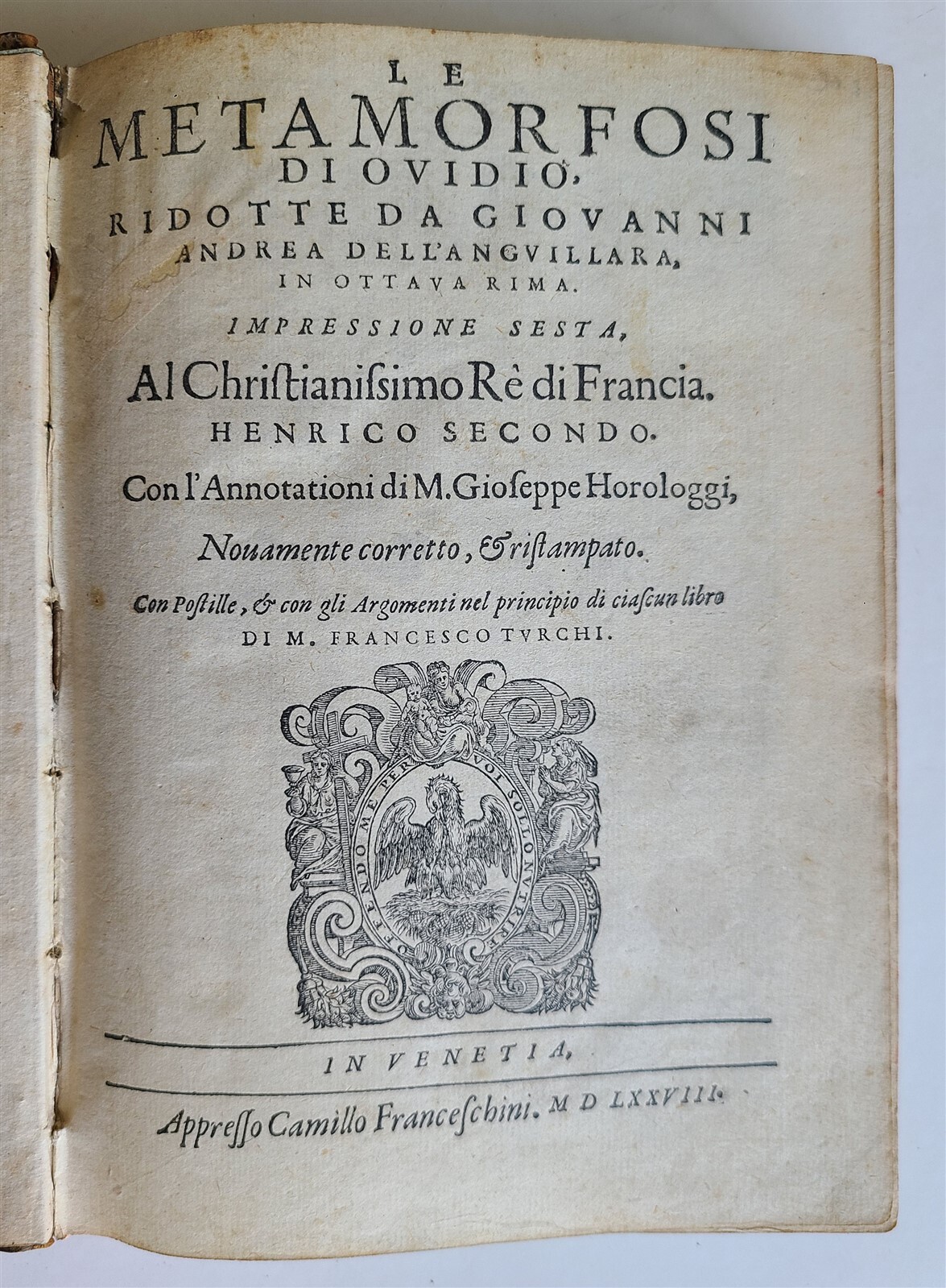 1578 LE METAMORFOSI DI OVIDIO antique BEAUTIFULLY ILLUSTRATED RARE