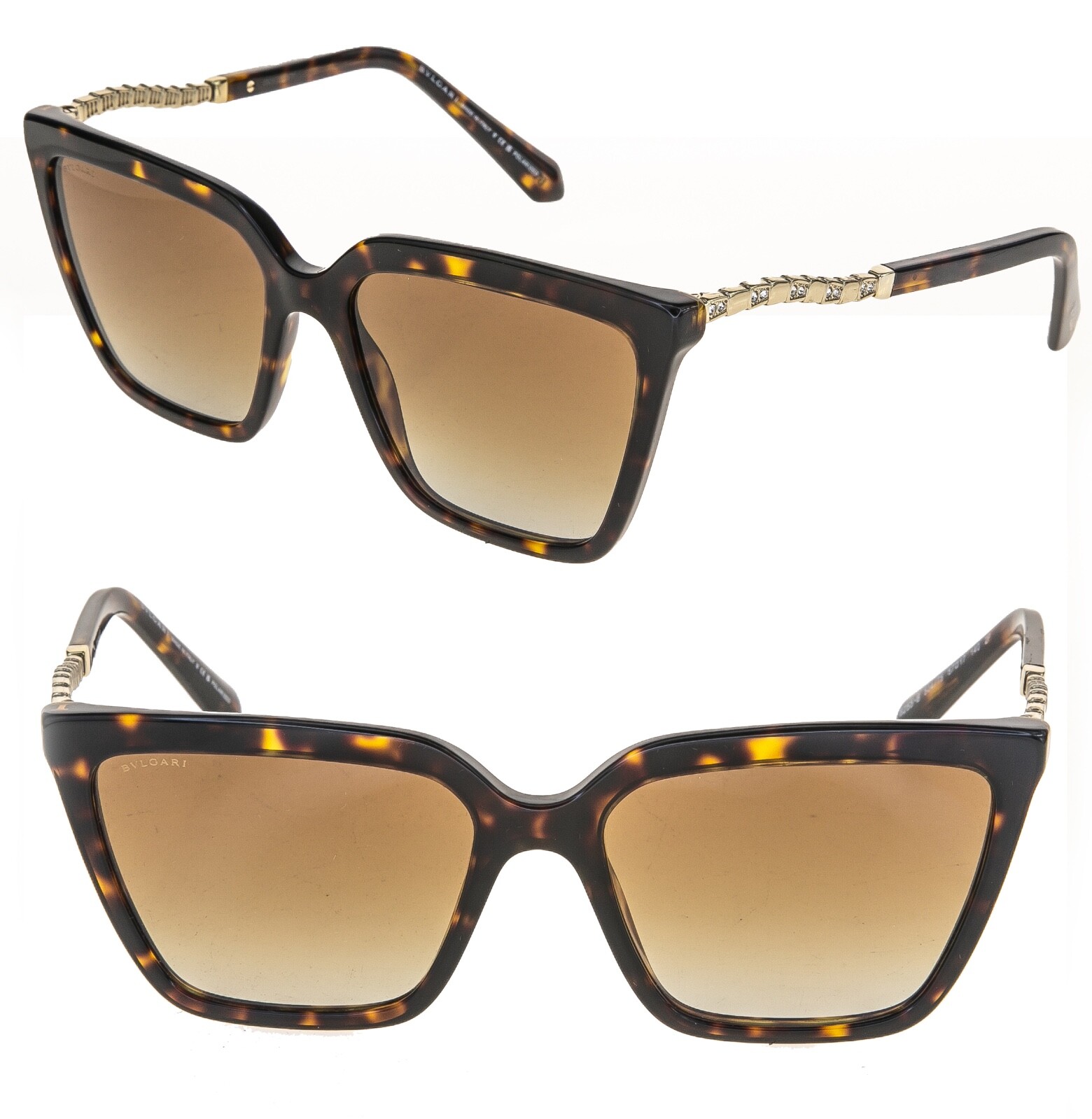 BVLGARI Serpenti Viper BV8255B Brown Gold Snake Scales POLARIZED
