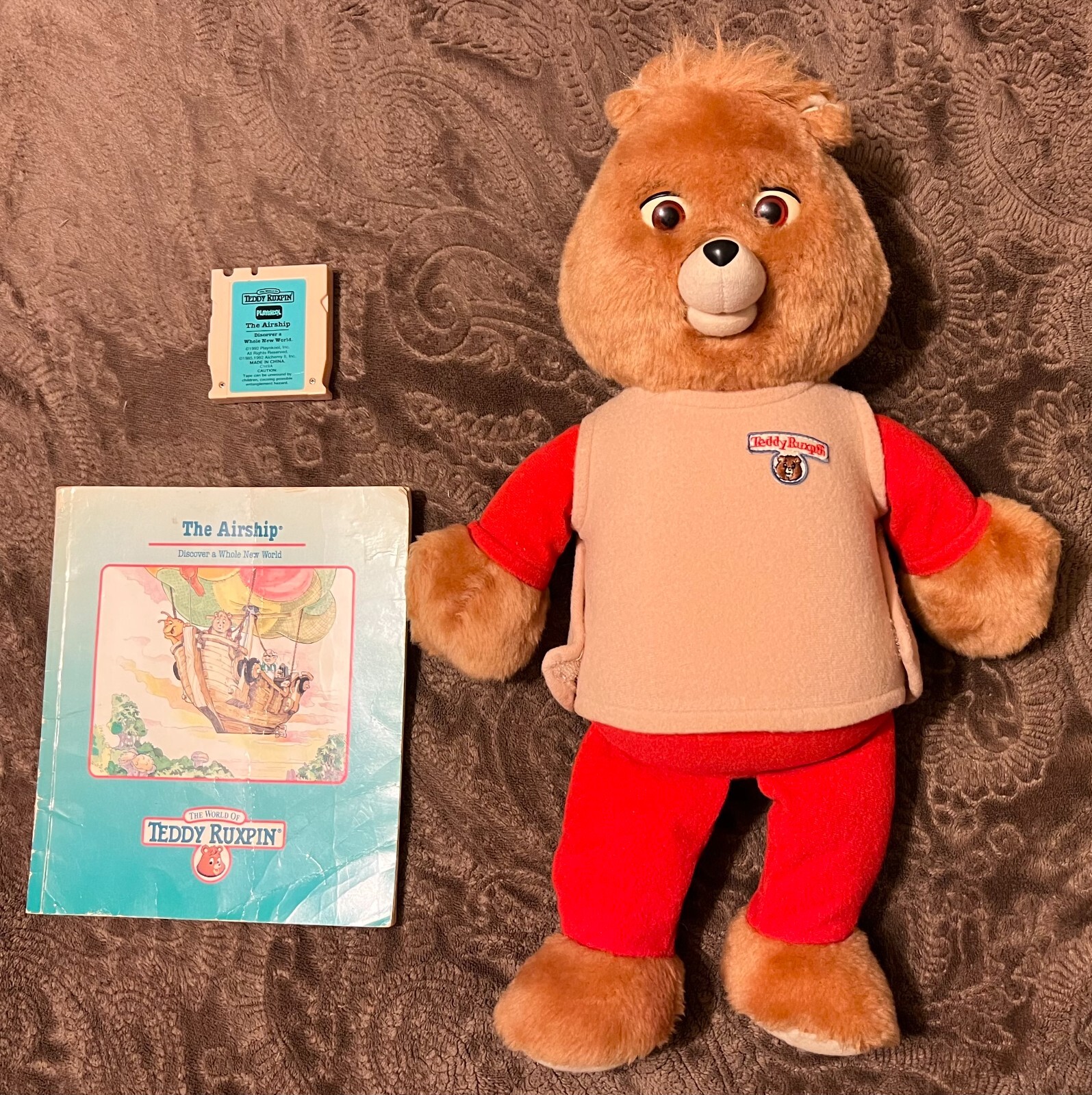 Teddy Ruxpin Playskool 1992 w/ The Airship Tape & Book *Audio