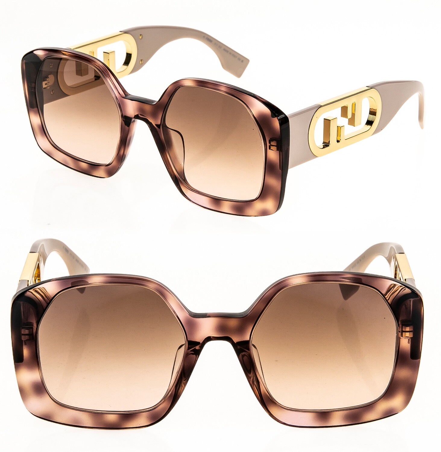 FENDI O'LOCK 40048 Brown Havana Beige Fashion FF Lock Logo