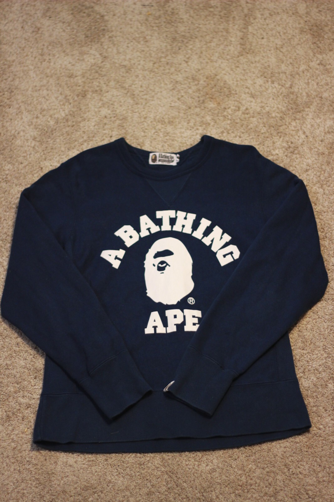 Bape College Crewneck Sweater Men Size Medium 100% Authentic