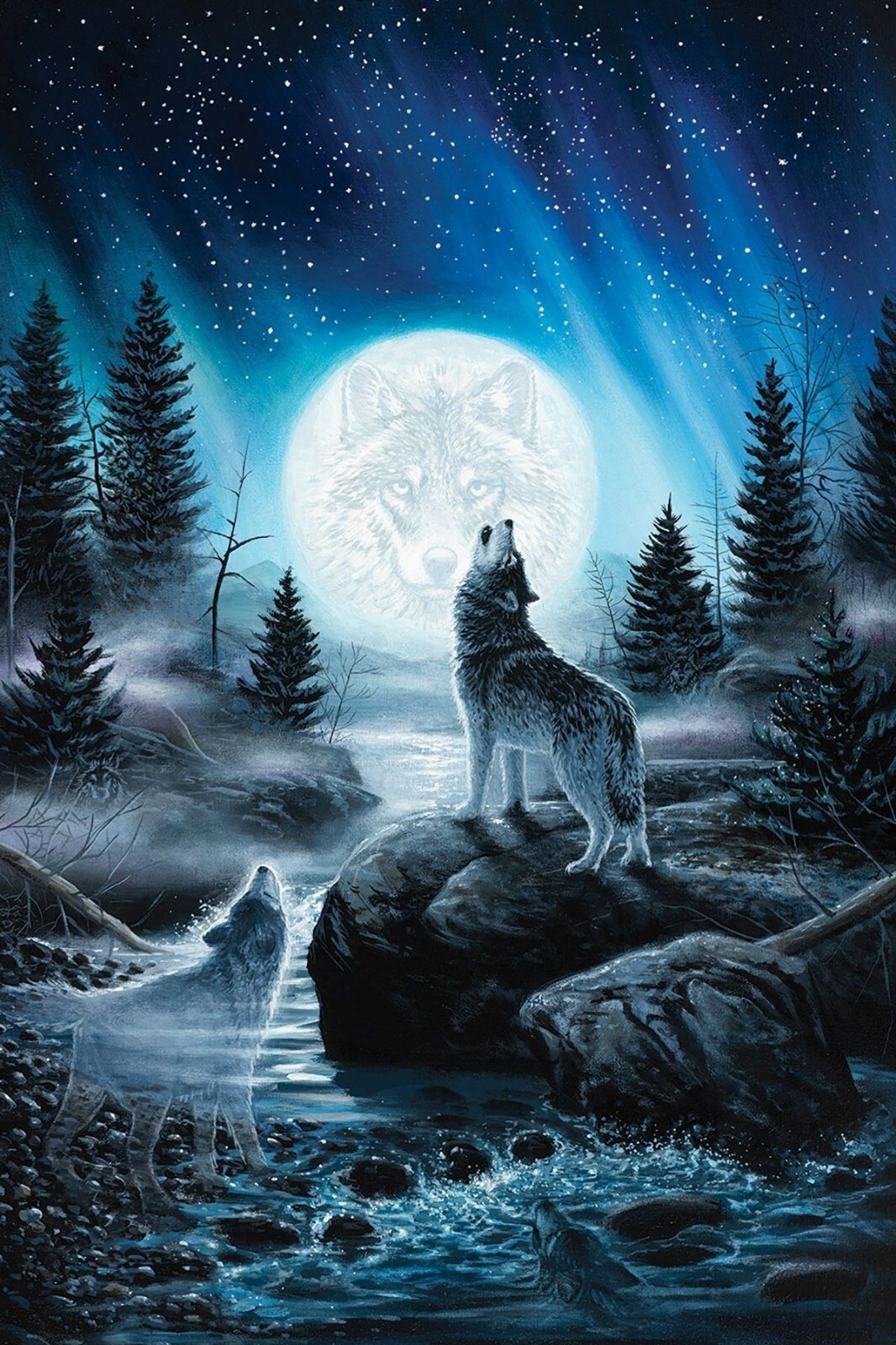 Wolves Full Moon Poster Wall Art Home Decor Photo Prints 16x24