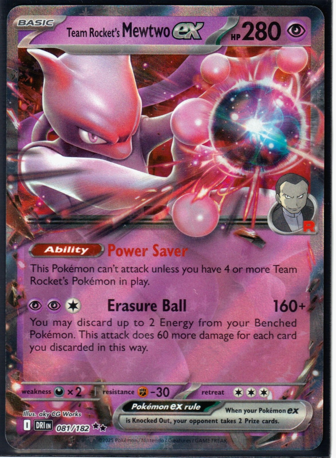 POKEMON Team Rocket's MEWTWO ex 081/182 DESTINED RIVALS- RARE