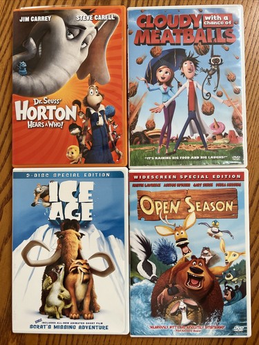 Lot (4) Animated Family DVD's - Open Season - Ice Age - Horton