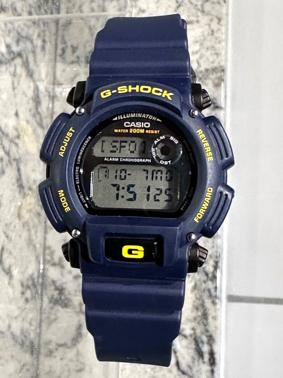 CASIO G-SHOCK DW-9050 (2163) 20BAR Mens Digital Watch Blue Yellow