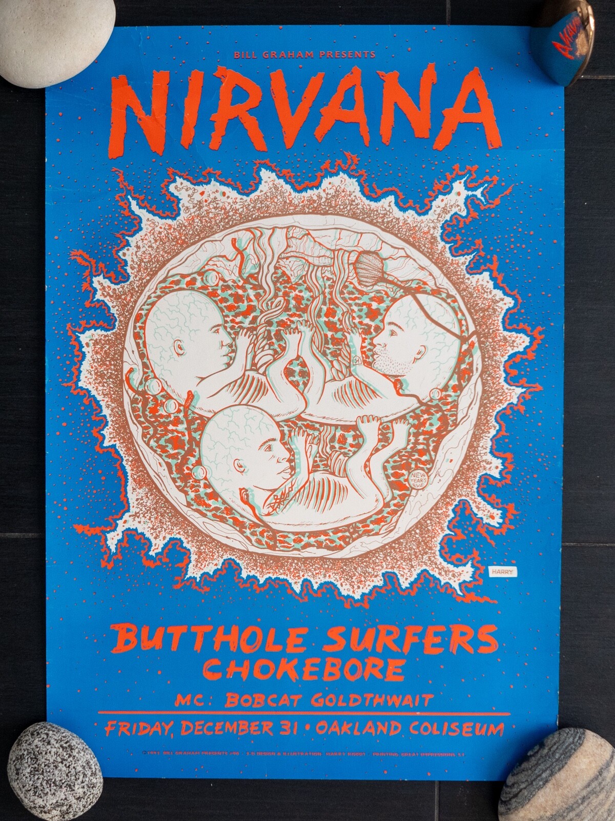 original nirvana butthole surfers 13x19 new years eve 93-94