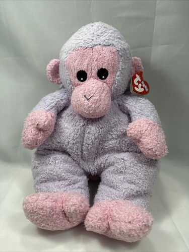 VINTAGE 13” 1999 Ty Baby Monkey Purple Pink Rattle Plush Soft