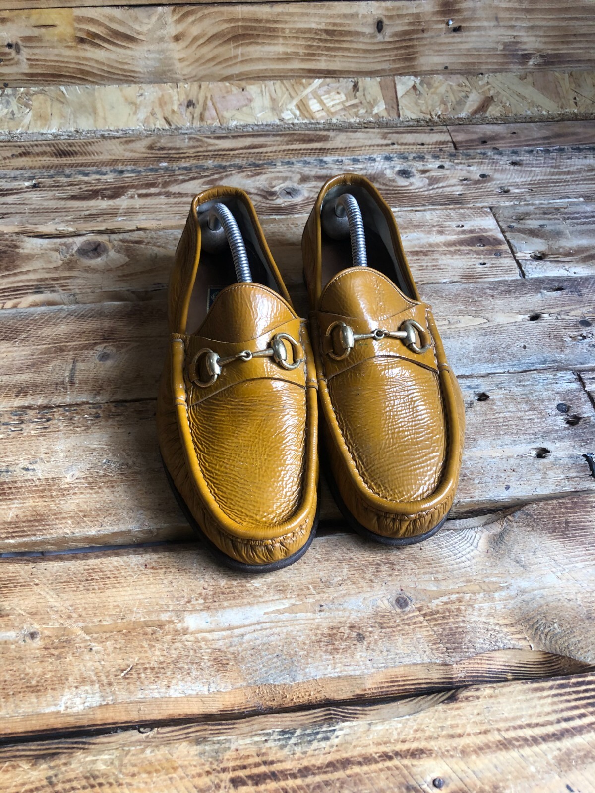 GUCCI 1953 Horsebit yellow Loafers Men's Size 7/US 8 Made In Italy