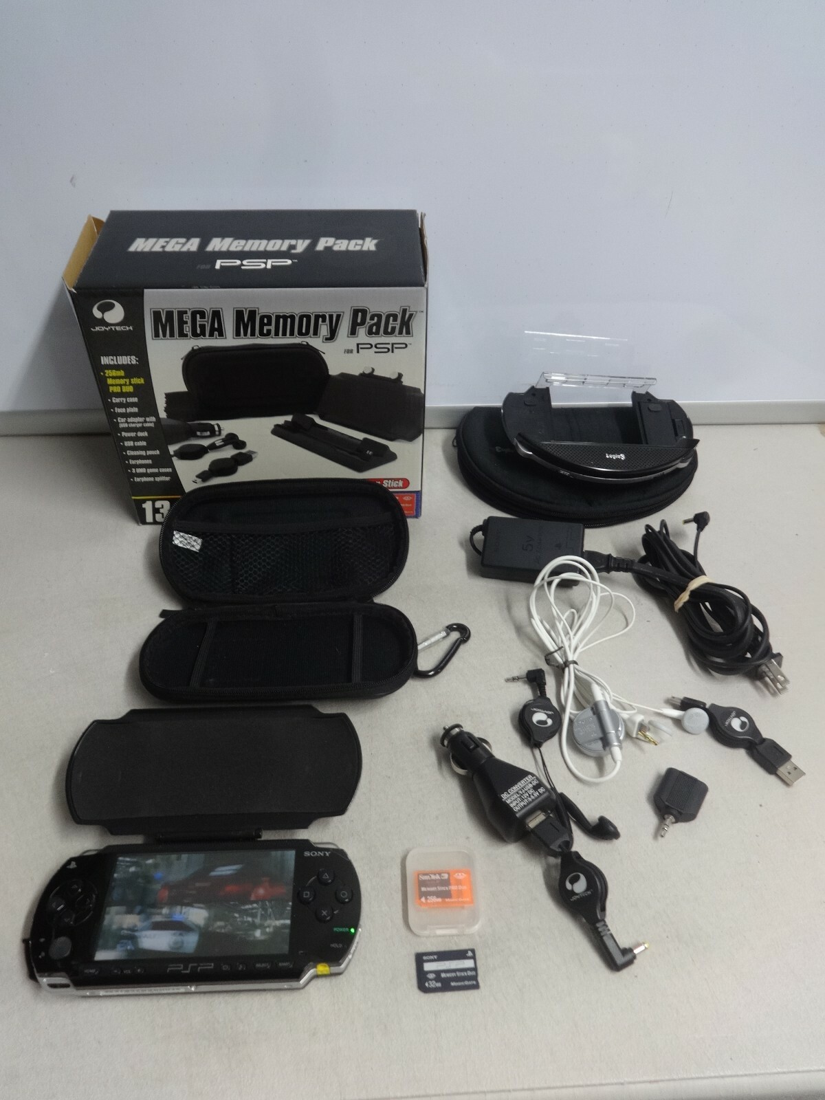 Sony PSP 1003 System w/ Grips & Mega Memory Pack & Accessories