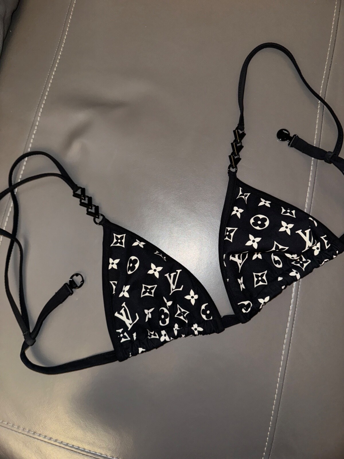 louis vuitton bikini top 38 black monogram | eBay