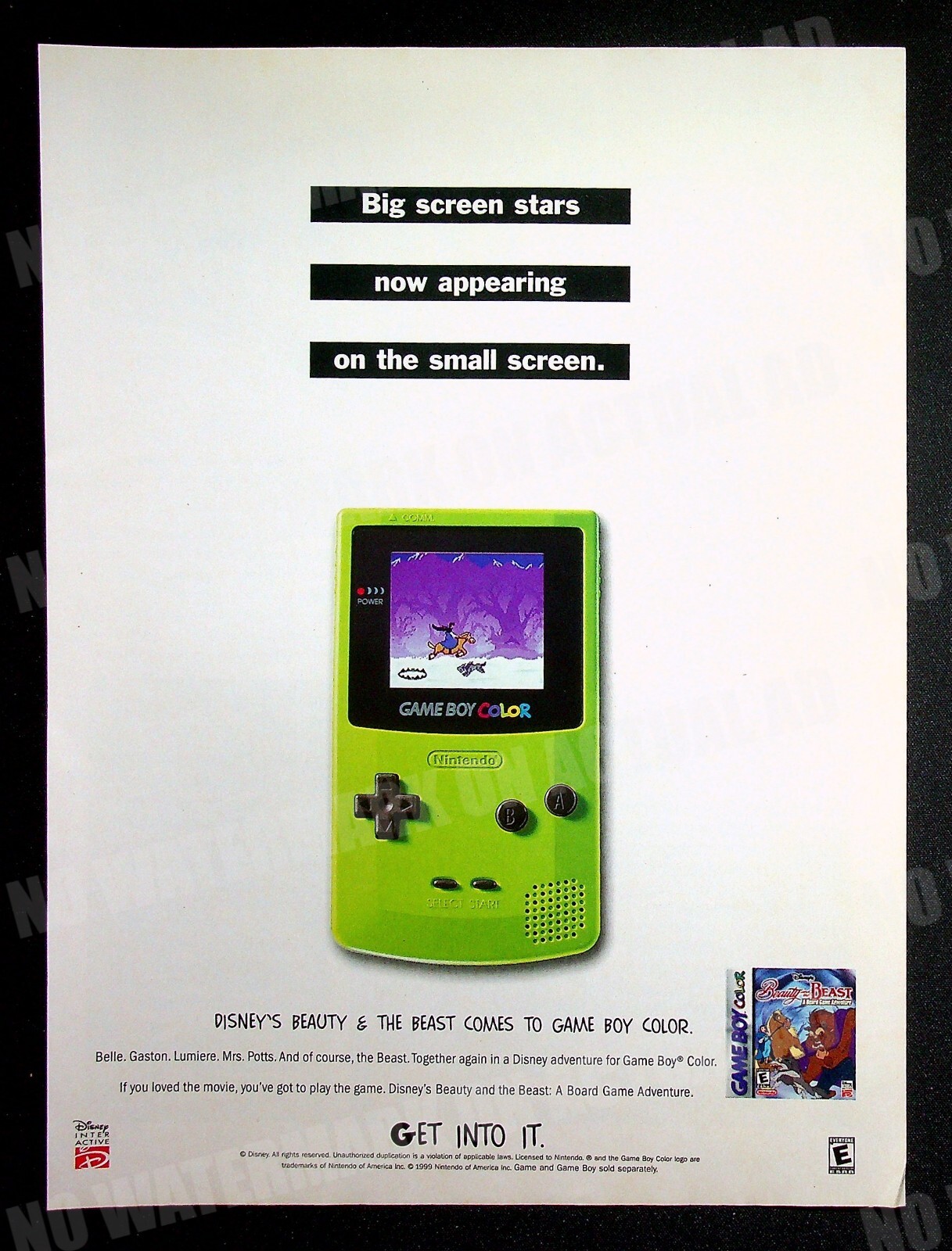 Nintendo Gameboy Color Console Beauty and the Beast 99' Print