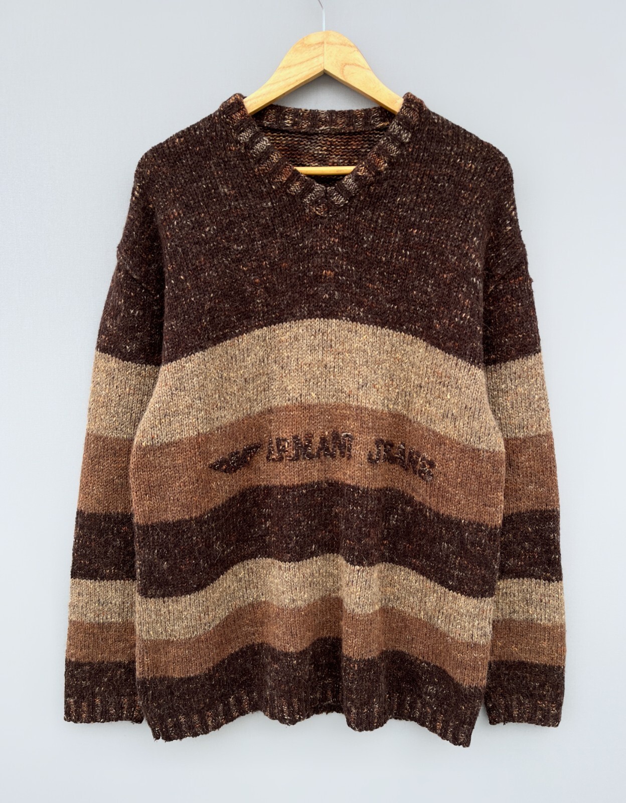 Rare Vintage 80's GIORGIO ARMANI Golden Eagle Knitted Logo Sweater