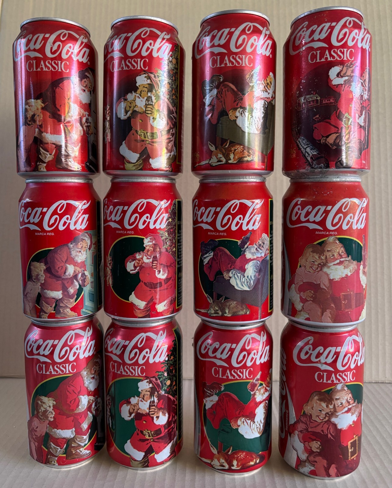 12x Coca Cola COKE Chirstmas SANTA CLAUS Xmas vintage CAN (3 sets
