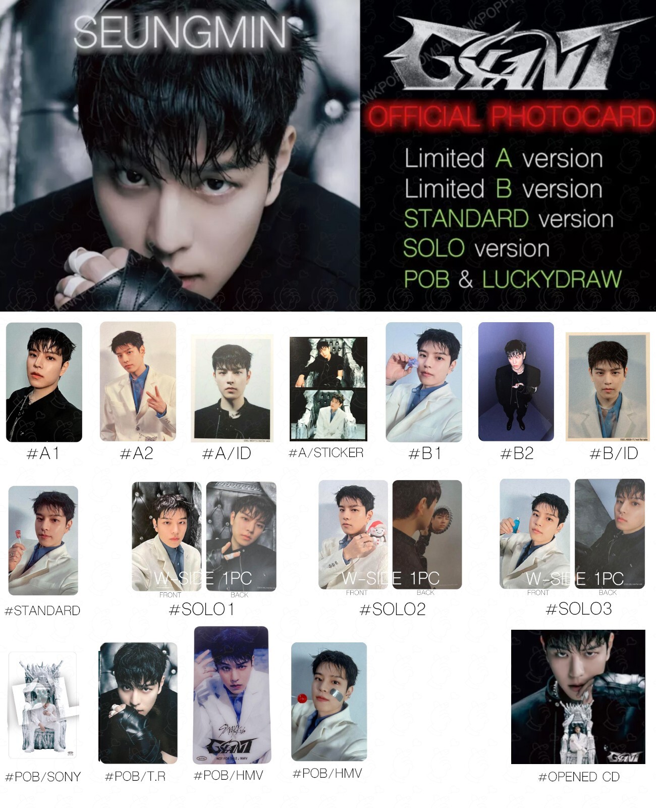 SEUNGMIN STRAY KIDS GIANT JAPAN ALBUM PHOTOCARD POB LUCKY DRAW