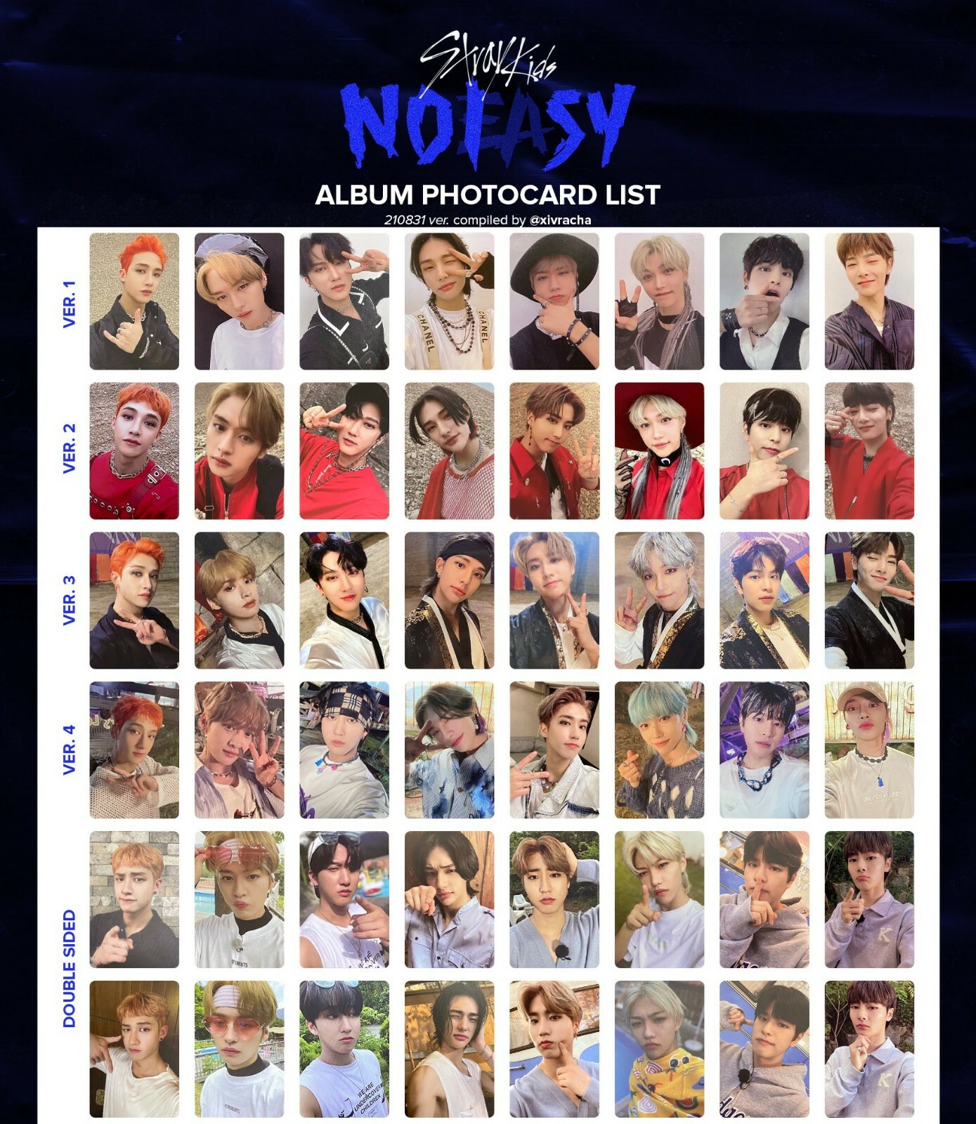 Stray Kids NOEASY Official Photocards (Chan LeeKnow Changbin