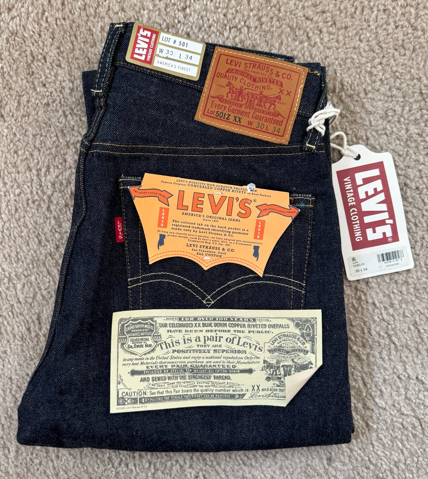 Levi's LVC 1920s size36 NO2 05209-0001 Levi's LVC 1920s size 36
