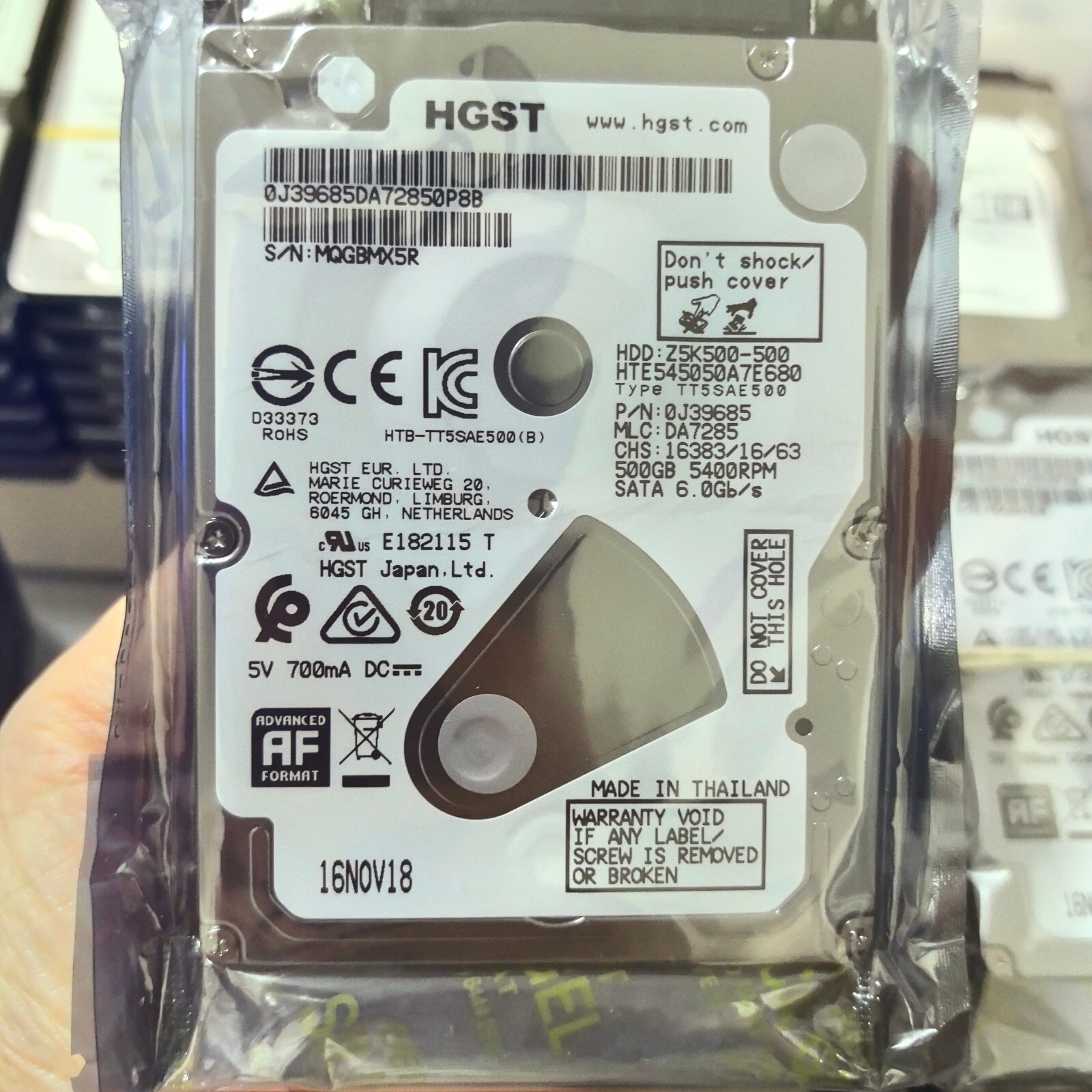 HGST Z5K500 500GB HTE545050A7E680 5400RPM SATA 2.5