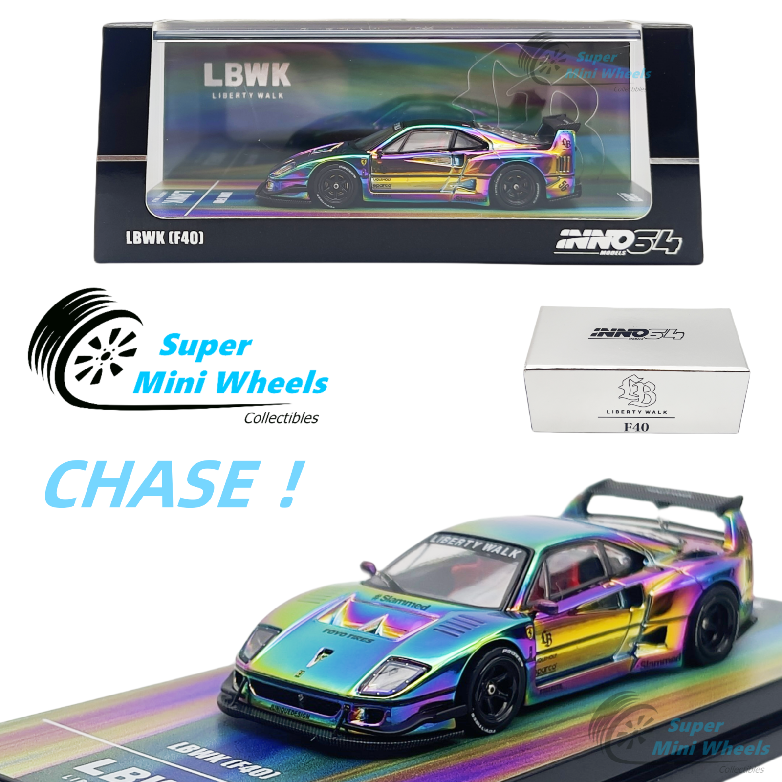 CHASE ！INNO64 1:64 LBWK F40 Chrome HEC 2024 | eBay