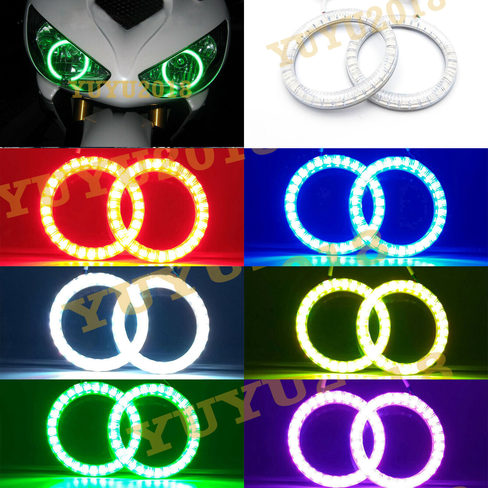 RGB halo ring for Kawasaki ZX6R ZX636 03-06 headlight angel eye