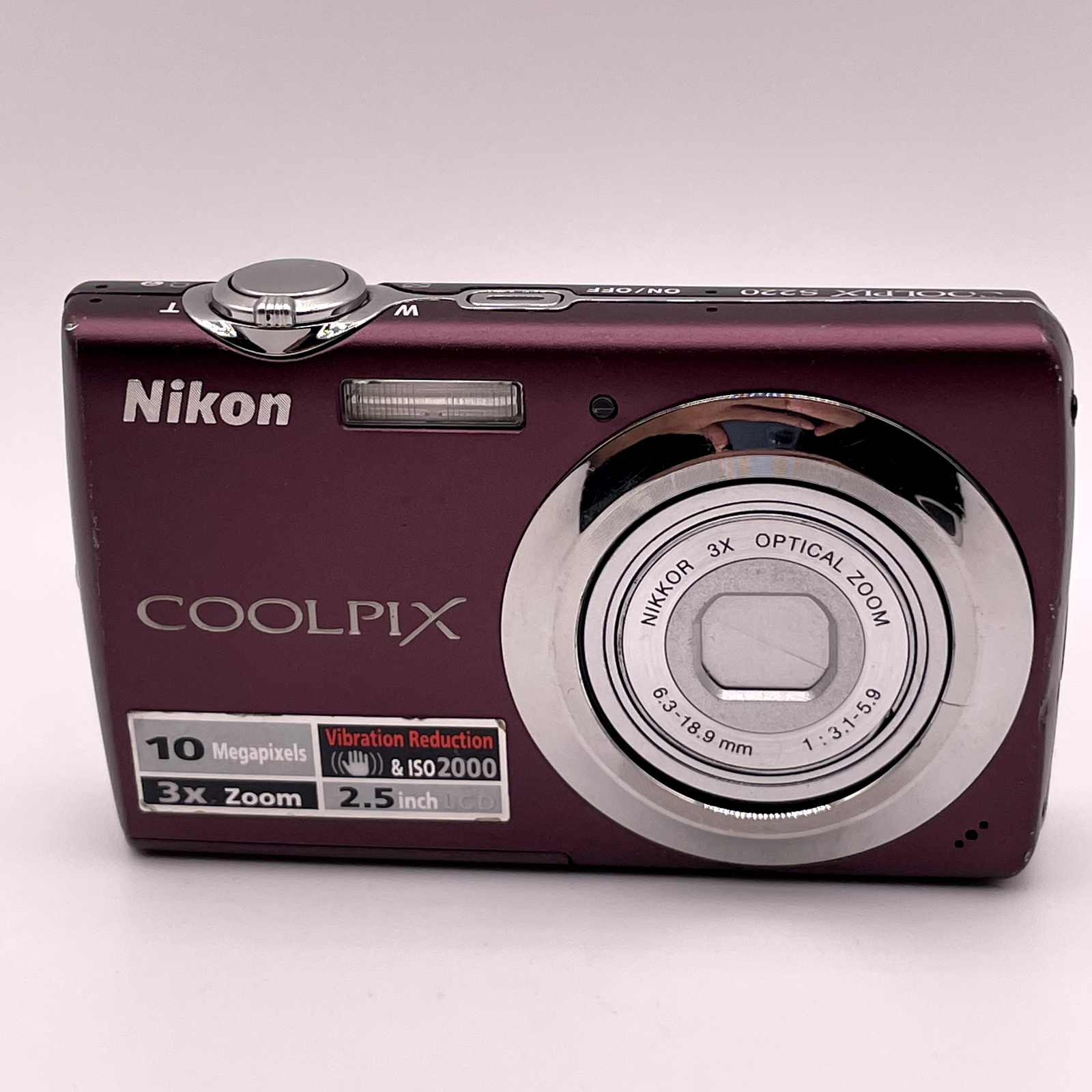 Nikon Coolpix S220 Digital Camera – Plum – Body Damaged – For