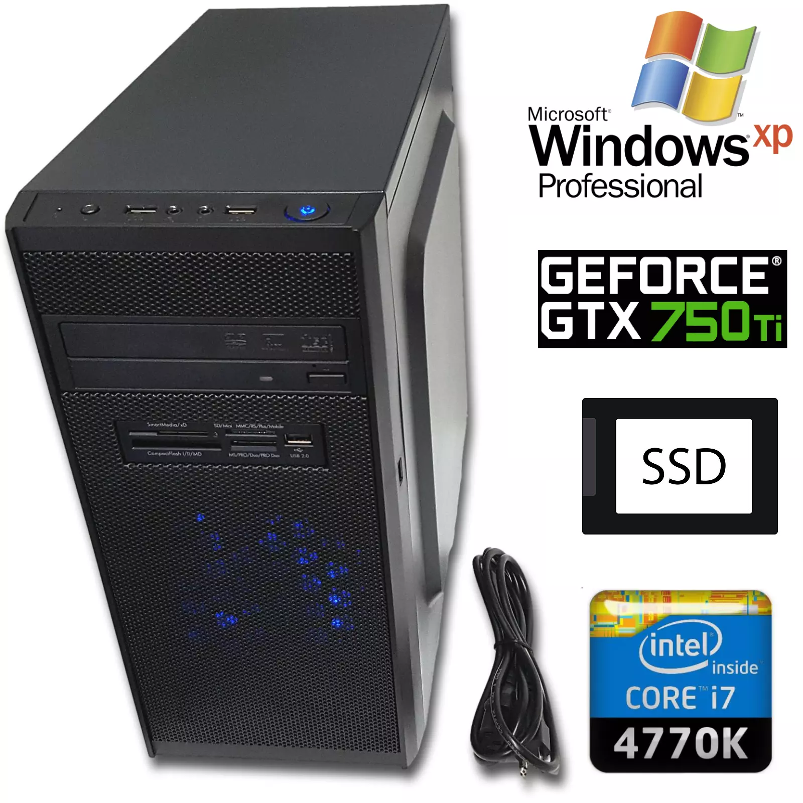 NEW Windows XP Retro Gaming PC Tower - i7-4770k, 256GB SSD, GTX