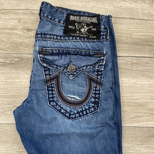 Vintage True Religion Jeans Mens 34 Denim Ricky Super T Flap
