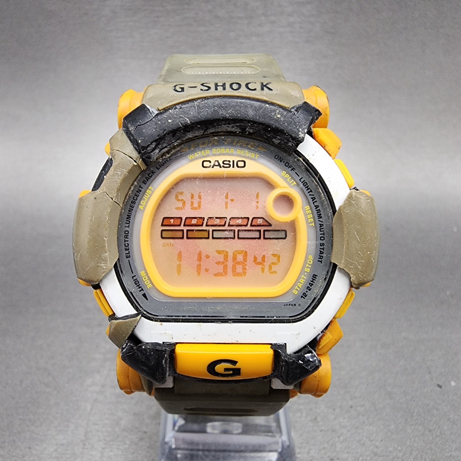 Casio G-Shock DW-002 Watch Men 48mm Digital Brown Orange Alarm