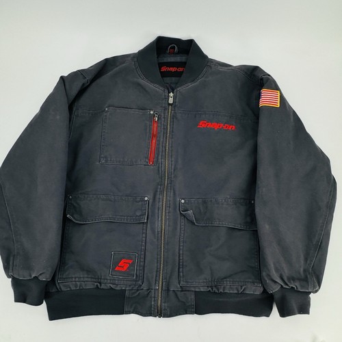 Snap-On Duck Canvas American Flag Grey Full Zip Workwear Jacket