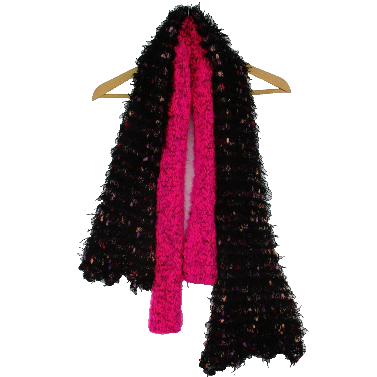 Y2K 2000s Pair Black Pink Fuzzy Flare Boho Fairy Grunge Shag Long